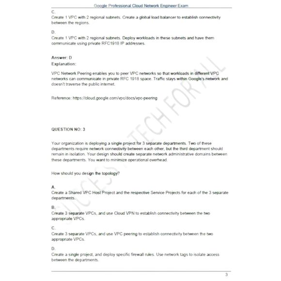 Printout Google Professional Cloud Network Engineer Study Guide - Picture 3 of 6